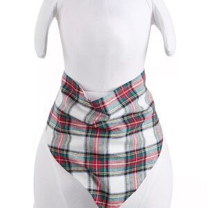 Matching Pet Stewart Plaid. Family Pajamas Bandana, size S/M